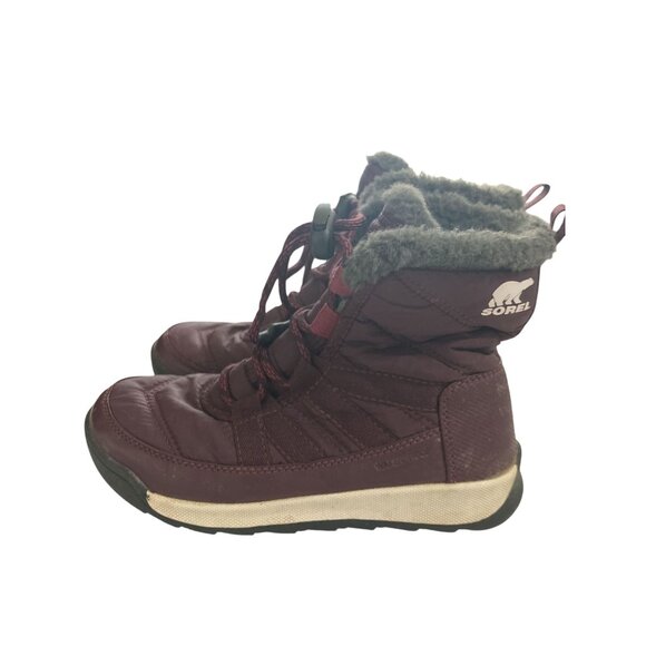 Sorel Youth Size 1 Purple Waterproof Insulated Fur Lined Winter Snow Boots - Picture 2 of 7